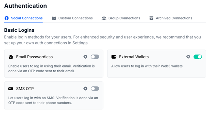 Dashboard Wallet Toggle